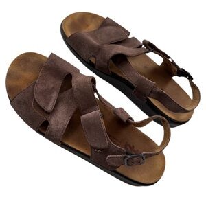SAS Huggy Womens Adjustable Strap Sandals Cinnamon Leather Suede Comfort 9.5N